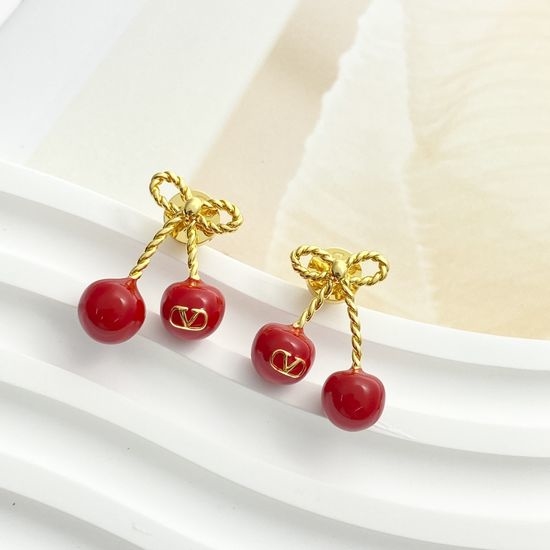 Valentino Burgundy Cherry Stud Earrings Delicate