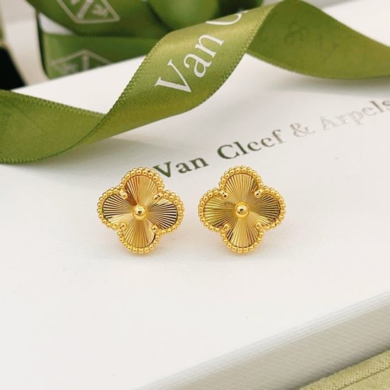 Van Cleef & Arpels VCA Laser Cut Four Leaf Clover Earrings