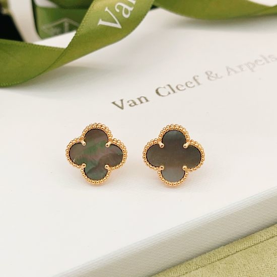 Van Cleef & Arpels VCA Grey Mother of Pearl Clover Earrings