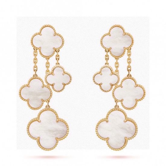 Van Cleef & Arpels VCA Mother of Pearl Four Leaf Earrings