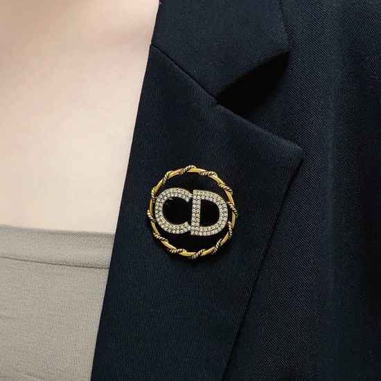 Christian Dior CD Diamond Encrusted Letter Brooch