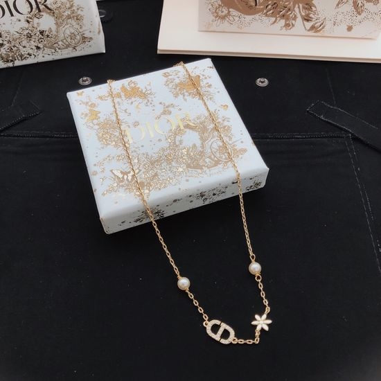 Christian Dior CD Pearl Sun Flower Necklace