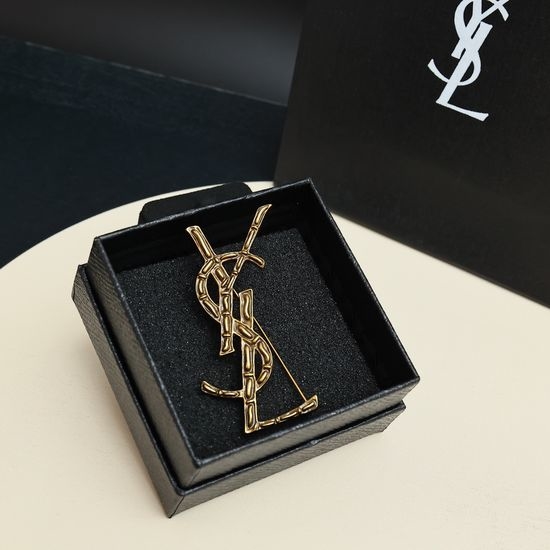Yves Saint Laurent YSL Vintage Bamboo Texture Brooch for Outfits