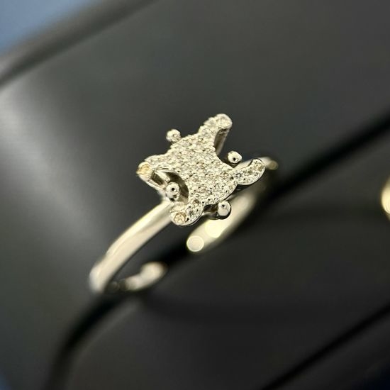 Celine Rhinestone Decor Adjustable Open Band Ring