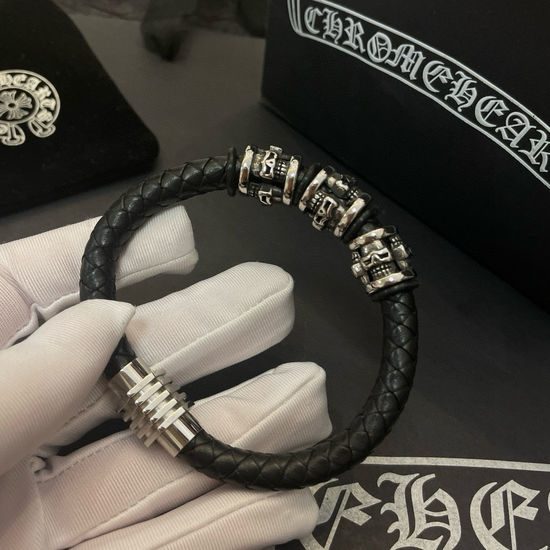 Chrome Hearts Vintage Skull Leather Cord Bracelet