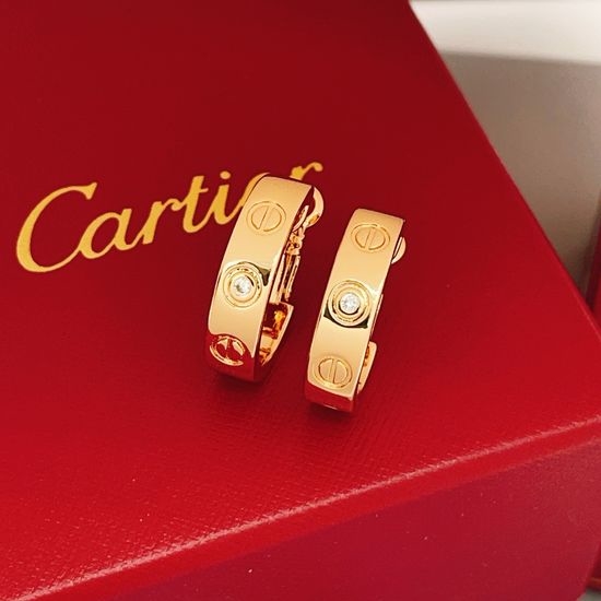 Cartier Rose Gold Diamond Smooth Stud Earrings