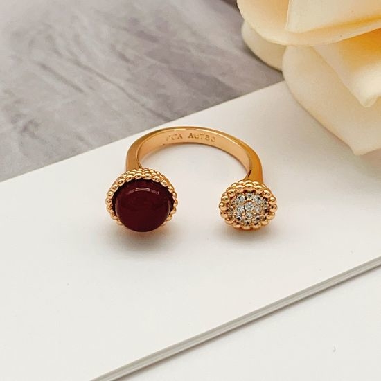 Van Cleef & Arpels VCA Rose Gold Diamond Red Ring