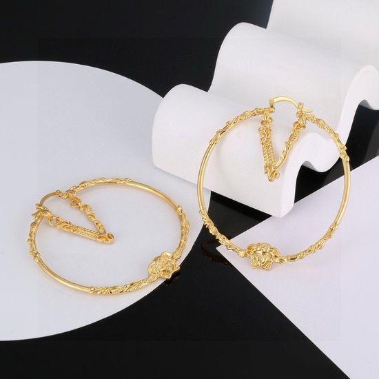 Versace Carved Vine Pattern Decorative Hoop Earrings