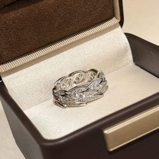 Tiffany & Co. Diamond-studded Wide Geometric Sterling Silver Ring