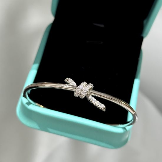 Tiffany & Co. Half Diamond Knot Silver Bangle