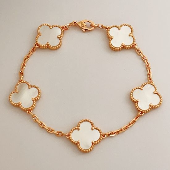 Van Cleef & Arpels VCA Rose Gold Mother of Pearl Clover Bracelet