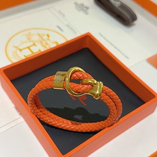 Hermes Leather Bracelet with 18K Gold Details