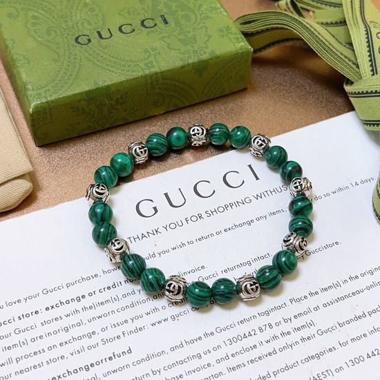 Gucci Vintage Green Agate Stone Bracelet