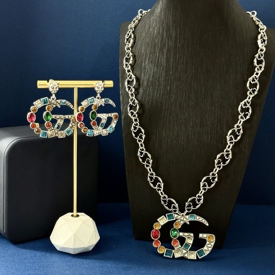 Gucci Color Diamond Necklace Earring Set