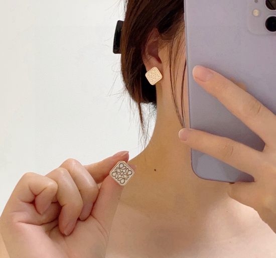 Loewe Black And White Square Stud Earrings Durable Material