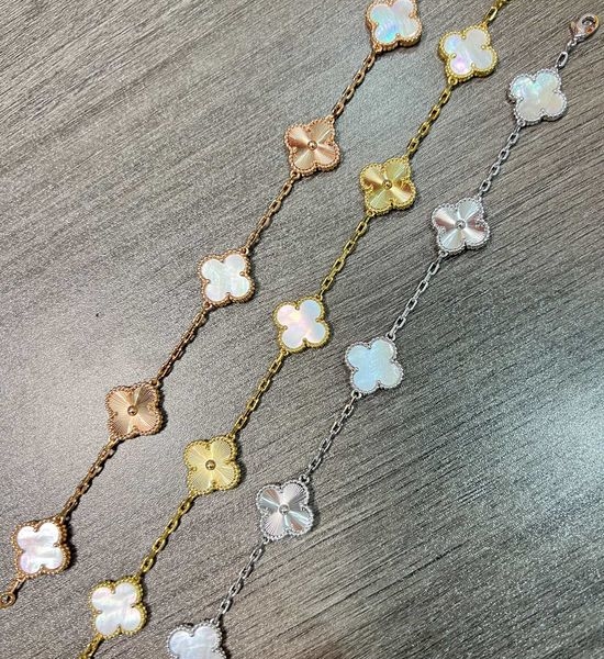 Van Cleef & Arpels VCA White Mother of Pearl Clover Bracelet