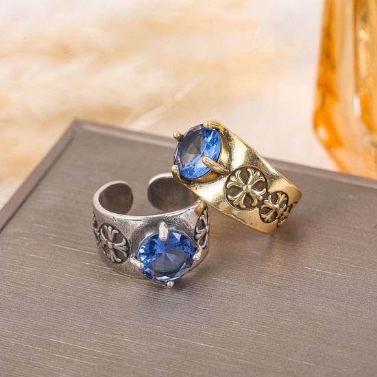 Chrome Hearts Vintage Cut Cross Ring Punk Style Fashion Jewelry