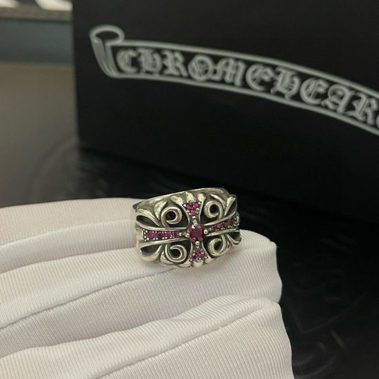 Chrome Hearts Vintage Cross Amethyst Stone Ring