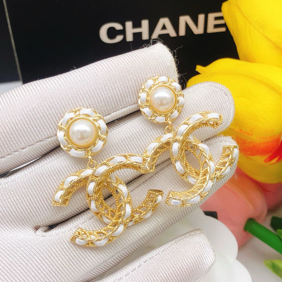 Chanel Leather Wrapped Drop Earrings