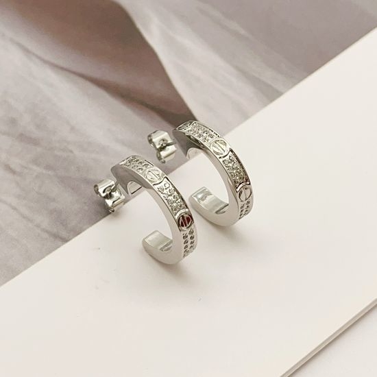 Cartier Silver Crystal Stud Earrings