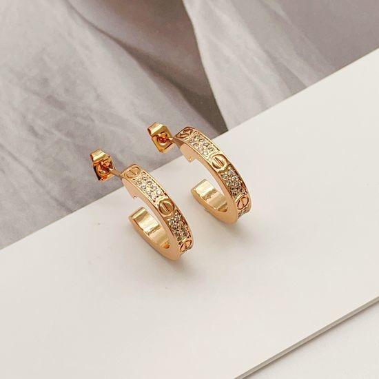 Cartier Diamond Inlaid Rose Gold Stud Earrings