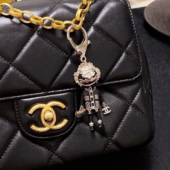 Chanel Rhinestone Decor Bag Charm Keychain