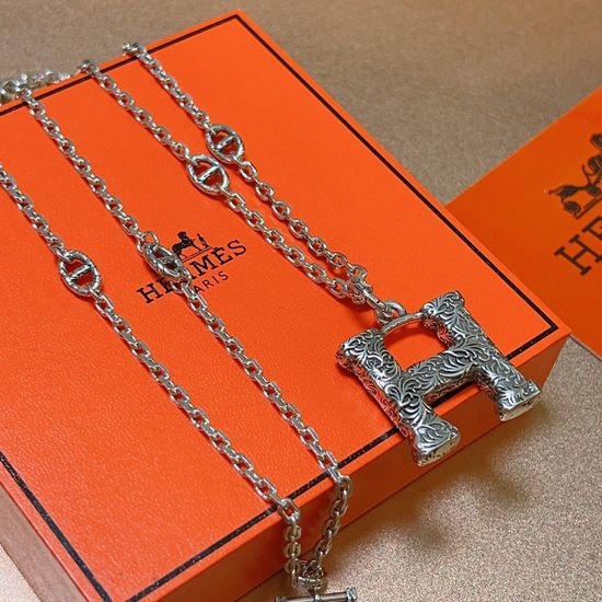 Hermes Classic Letter Pendant Necklace