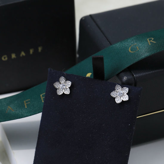 Graff Diamond Flower Platinum Plated Earrings