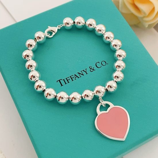 Tiffany & Co. Pink Heart Silver Bracelet