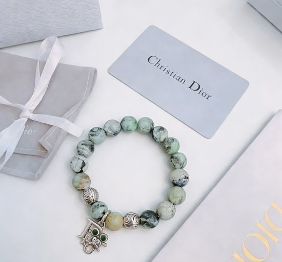 Christian Dior CD Vintage Agate Beaded Bracelet