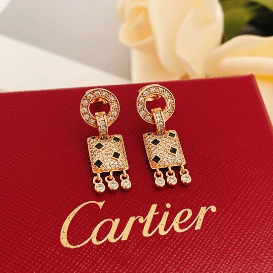 Cartier Rose Gold Tassel Leopard Stud Earrings
