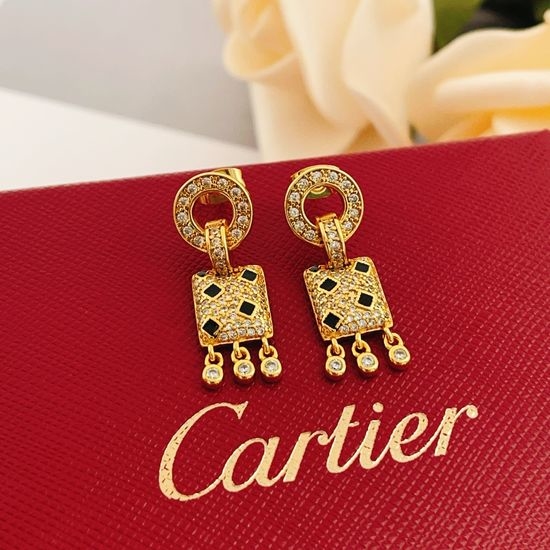 Cartier Gold Tassel Leopard Stud Earrings