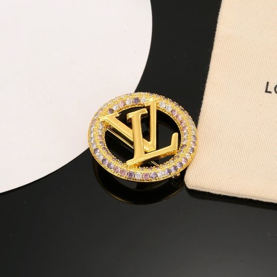 Louis Vuitton LV Classic Letters Brooch Polished Metal