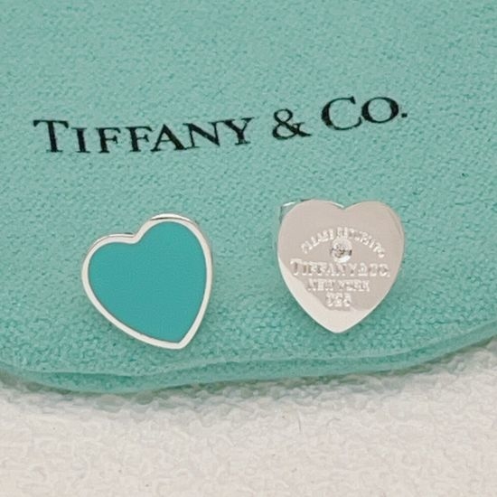 Tiffany & Co. Blue Heart Silver Stud Earrings