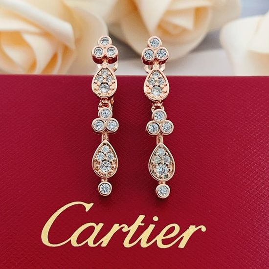 Cartier Rose Gold Tassel Leaf Stud Earrings