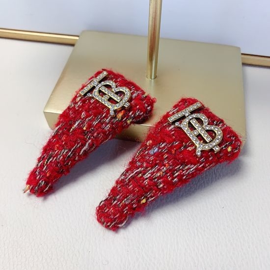 Burberry Rhinestone Logo Wool Hair Clips