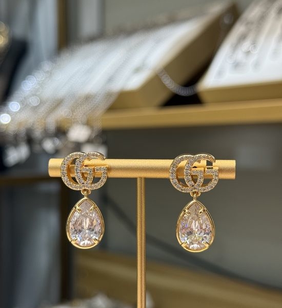 Gucci Double G Teardrop Crystal Earrings