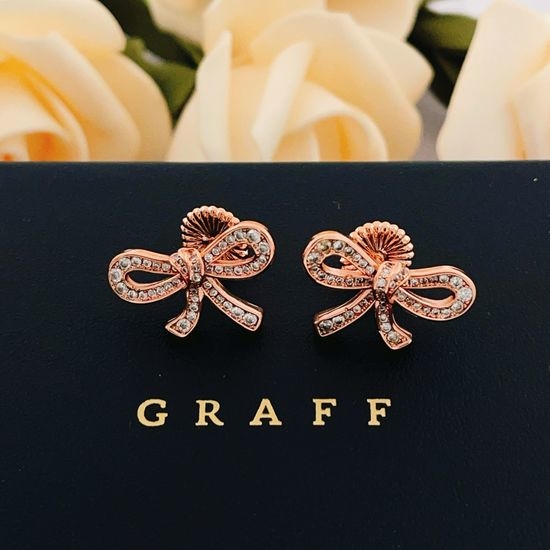 Graff Rose Gold Diamond Bow Stud Earrings