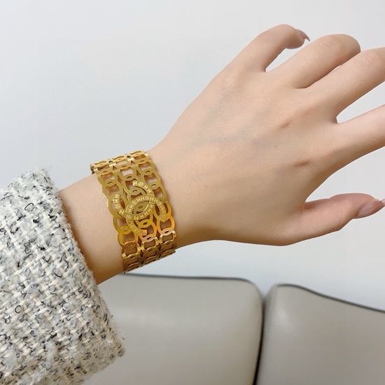 Chanel Hollow Woven Wide Bangle Durable Material