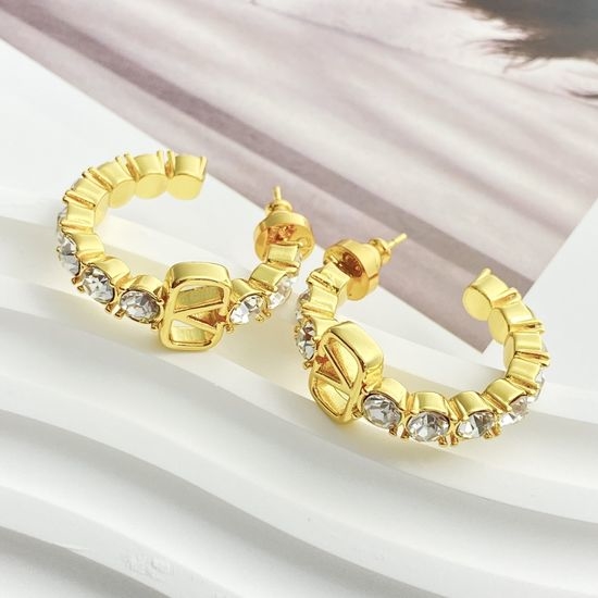 Valentino Rhinestone Hoop Stud Earrings