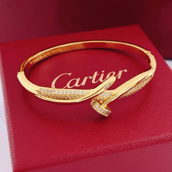 Cartier Gold Diamond Studded Nail Bracelet