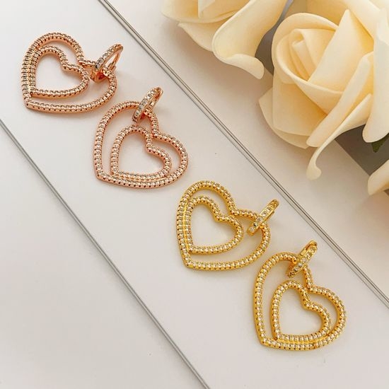 Tiffany & Co. Diamond Double Heart Two Tone Earrings