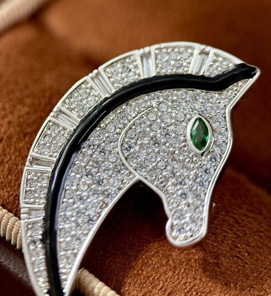 Bvlgari Rhinestone Horse Shape Brooch Pin
