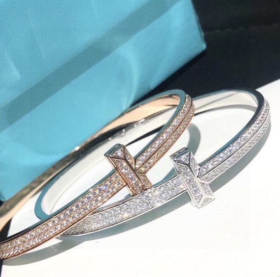 Tiffany & Co. Full Diamond T Shape Elegant Bangle