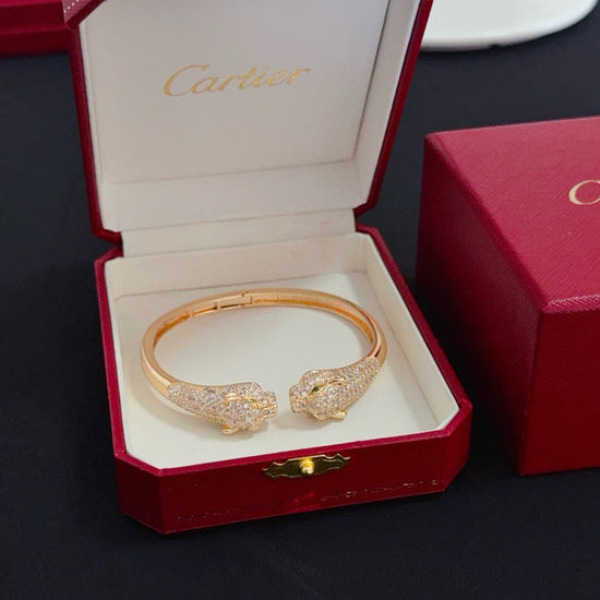 Cartier Diamond Inlay Gold Cheetah Pattern Bracelet