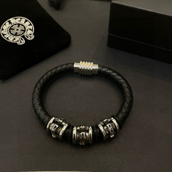 Chrome Hearts Vintage Skull Leather Cord Bracelet