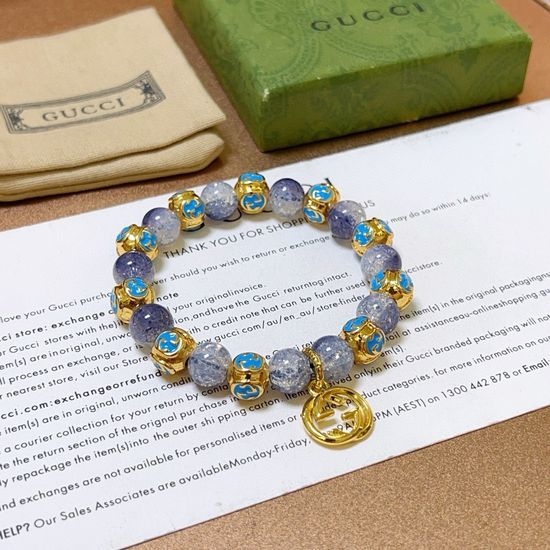 Gucci Natural Stone Beaded Vintage Bracelet