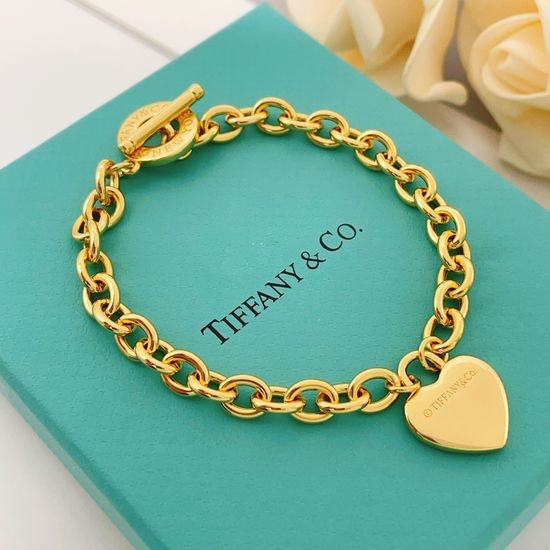 Tiffany & Co. Glossy Heart Brass Bracelet