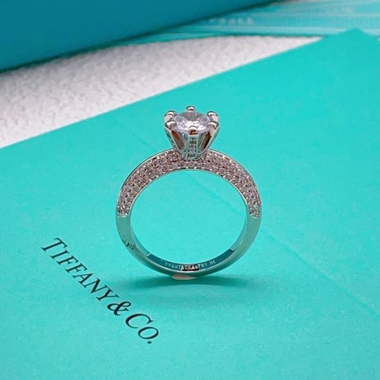 Tiffany & Co. Silver Round Zirconia Brass Ring