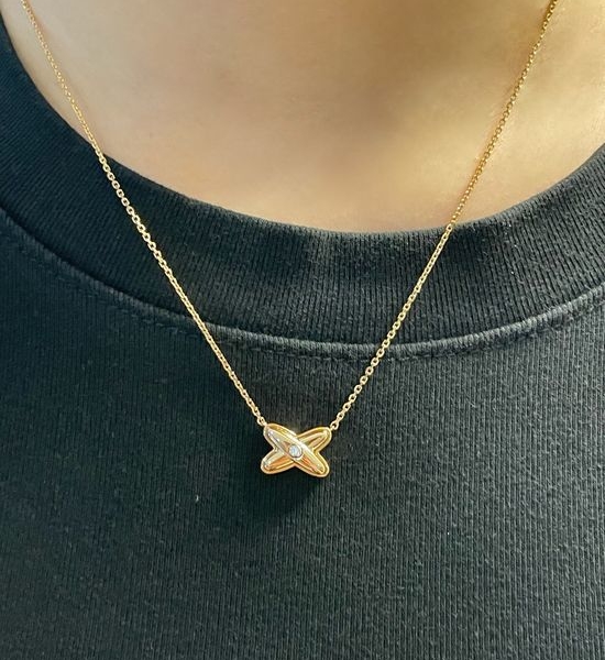 Chaumet Cross Single Diamond Pendant Necklace
